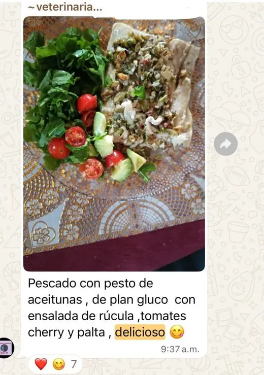 Mensaje real de una persona del programa Plan Gluco