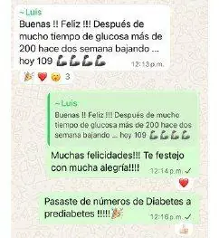 Mensaje real de una persona del programa Plan Gluco