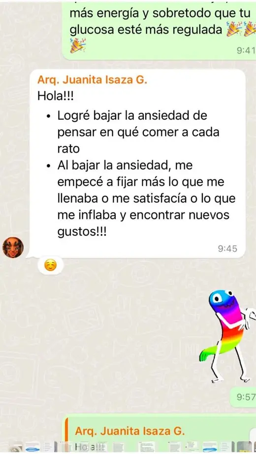 Mensaje real de una persona del programa Plan Gluco