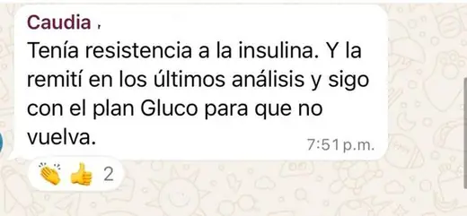 Mensaje real de una persona del programa Plan Gluco