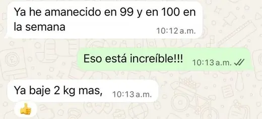 Mensaje real de una persona del programa Plan Gluco